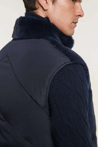 Blue fur vest men paolomoretti