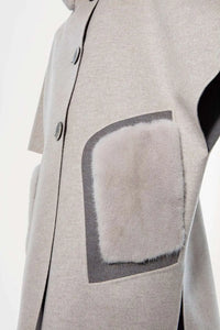 Cape with mink collar and pockets paolomoretti
