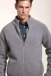 Grey knitted bomber jacket paolomoretti