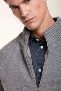 Grey knitted bomber jacket paolomoretti
