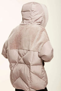 Hood puffer jacket with sheepskin paolomoretti