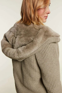 Knitted bomber jacket with fur paolomoretti