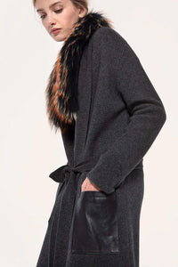 Knitted coat with fox paolomoretti