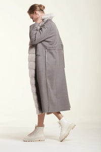Long cashmere double coat with fur paolomoretti