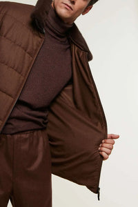 Mens brown jacket with fur collar paolomoretti