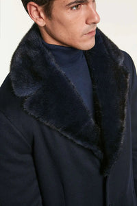 Mens cashmere coat with mink collar paolomoretti