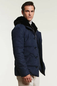 Mens down coat with fur hood paolomoretti