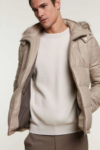 Mens down jacket with fur hood paolomoretti