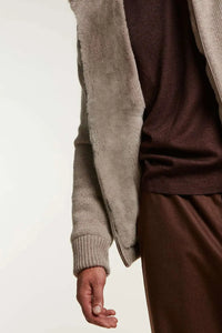 Mens knitted bomber with fur paolomoretti