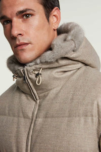 Mens puffer jacket with fur hood paolomoretti