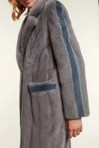 Mink coat with light blue inserts paolomoretti