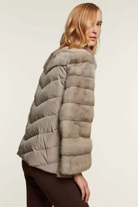 Mink jacket with textile inserts paolomoretti