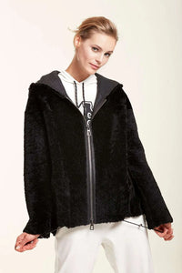 Sheepskin jacket with hood paolomoretti