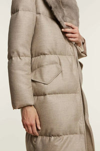 Womens puffer coat with mink fur hood paolomoretti